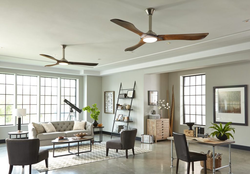 living room fan and light brass